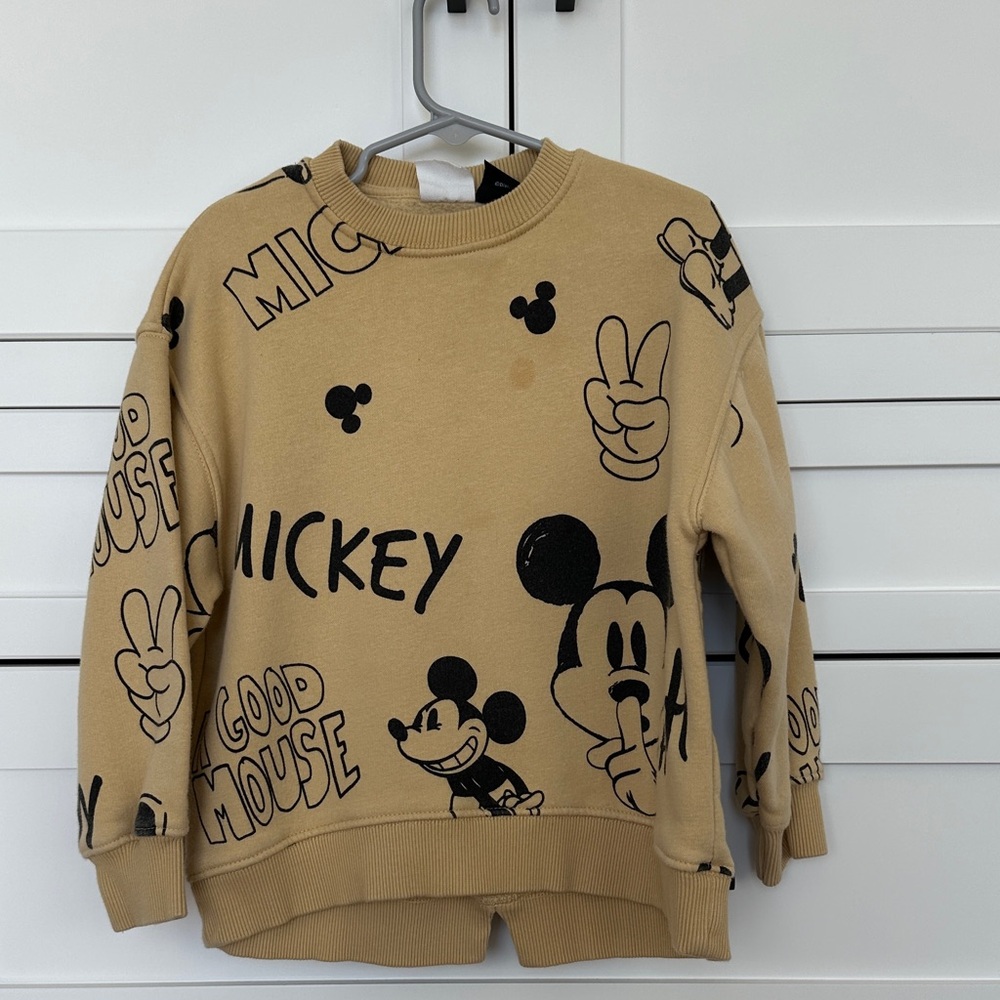 Zara Mickey Mouse Tan Sweatshirt 6-7 (true size 5-6)